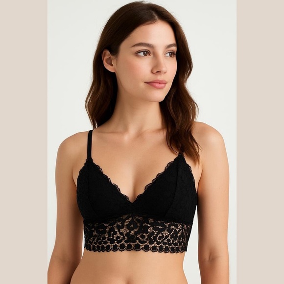 Urban Outfitters Black Lace Longline Bralette